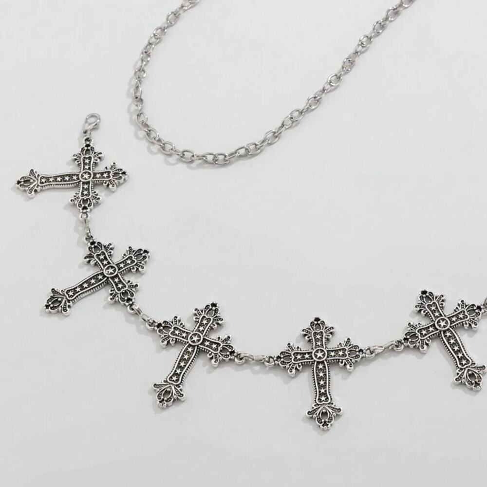 Silver cross chain belt - Picture 2 of 6